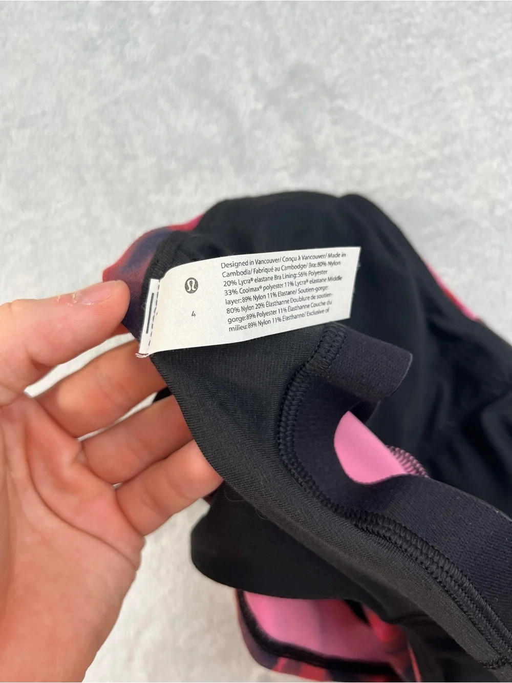 NWT Lululemon Nulu Front-Darting Yoga Bra Size 4 Pink Black Longline Soft